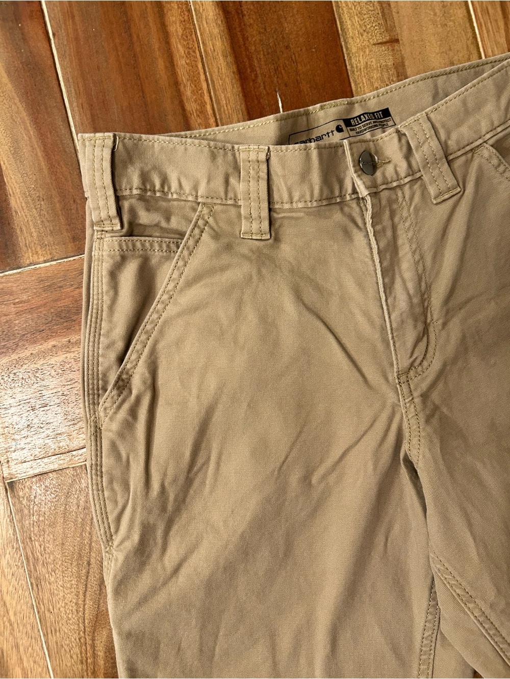 Carhartt Rugged Flex Relaxed Fit Canvas Work Pants Tan Khaki BN2291-M 28x32 - Picture 2 of 8